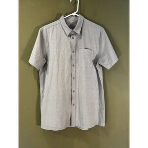 Vuori SS Bridge Button Down Casual Shirt Mens Sz Large Gray V184 Beach Comfort